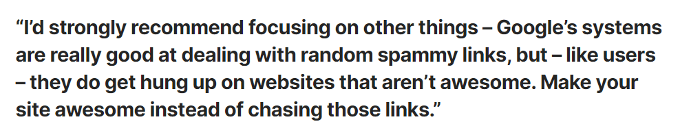 John Mueller on spammy backlinks
