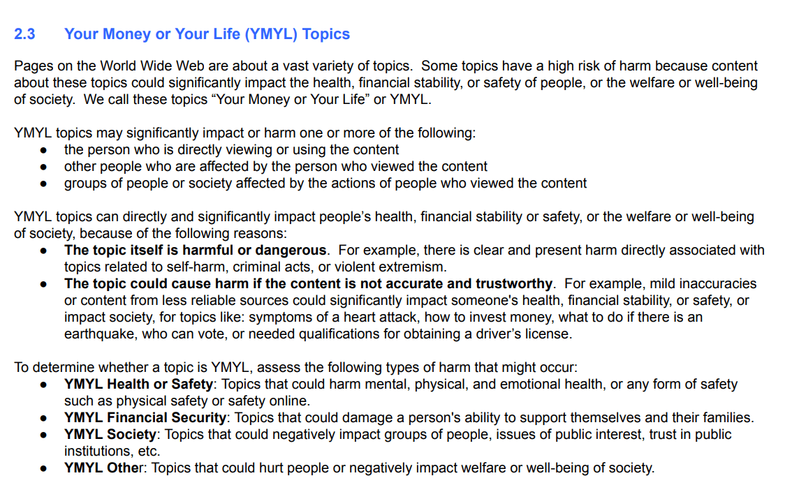 YMYL Topics