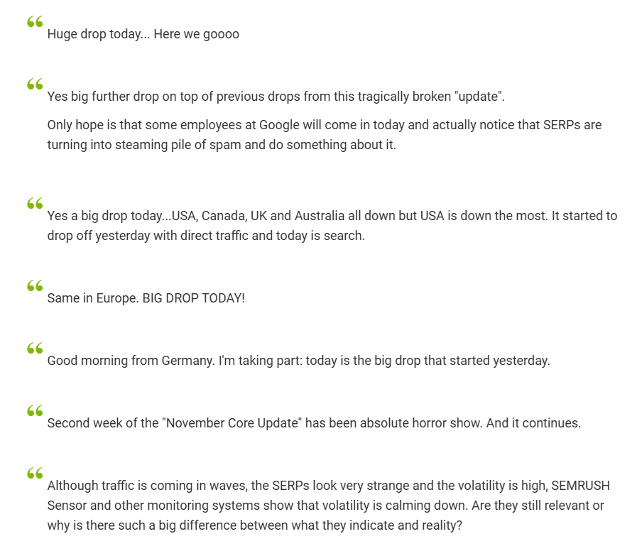 end of november update chatter
