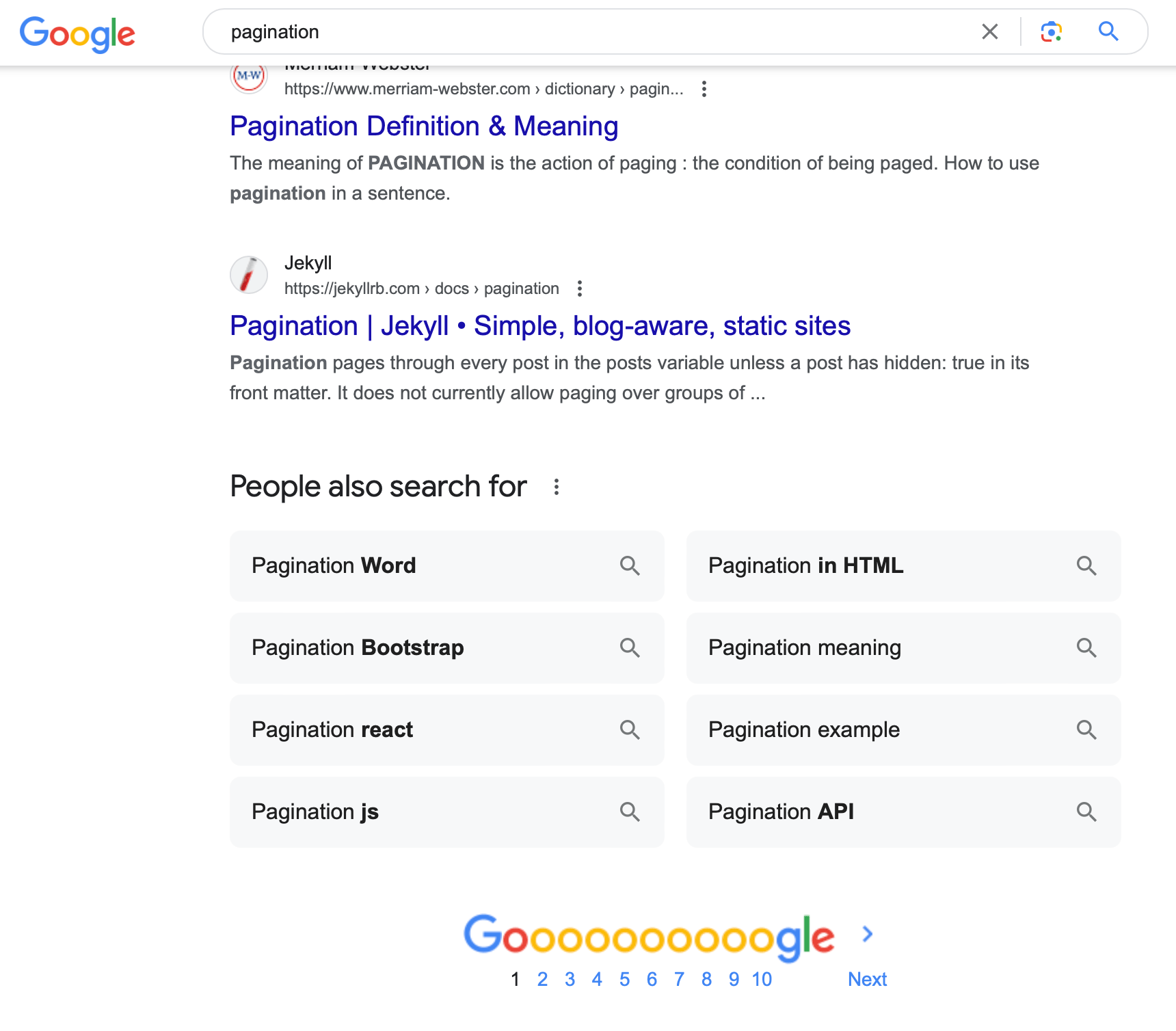 Google Pagination Bar